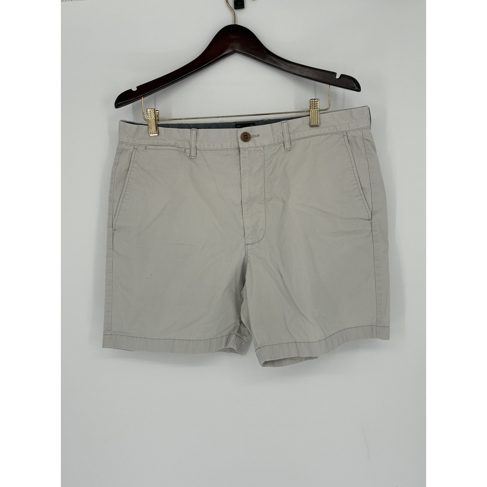 J.Crew Mens 36 Waist 7 Inseam Beige Khaki Tan Chino Shorts Cotton Flat Front